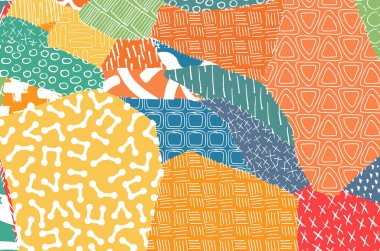 Soyut siyah konturlar, el vektör desen çizdi. Geometrik tarzı Retro soyut desen. Soyut çok renkli geometrik desen.