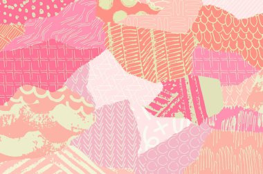 Soyut siyah konturlar, el vektör desen çizdi. Geometrik tarzı Retro soyut desen. Soyut çok renkli geometrik desen.