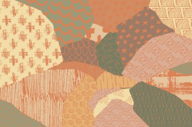 Soyut siyah konturlar, el vektör desen çizdi. Geometrik tarzı Retro soyut desen. Soyut çok renkli geometrik desen.