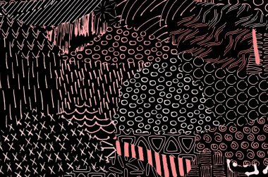 Soyut siyah konturlar, el vektör desen çizdi. Geometrik tarzı Retro soyut desen. Soyut çok renkli geometrik desen.