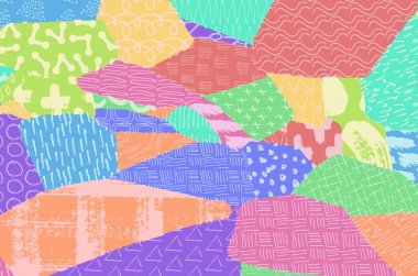 Soyut siyah konturlar, el vektör desen çizdi. Geometrik tarzı Retro soyut desen. Soyut çok renkli geometrik desen.