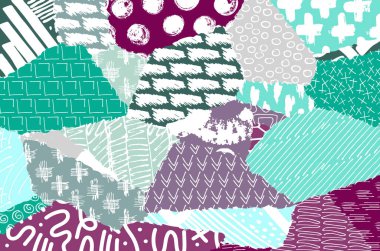 Soyut siyah konturlar, el vektör desen çizdi. Geometrik tarzı Retro soyut desen. Soyut çok renkli geometrik desen.