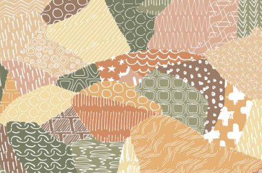 Soyut siyah konturlar, el vektör desen çizdi. Geometrik tarzı Retro soyut desen. Soyut çok renkli geometrik desen.