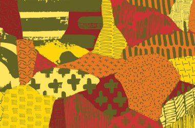 Soyut siyah konturlar, el vektör desen çizdi. Geometrik tarzı Retro soyut desen. Soyut çok renkli geometrik desen.