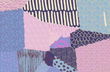 Soyut siyah konturlar, el vektör desen çizdi. Geometrik tarzı Retro soyut desen. Soyut çok renkli geometrik desen.