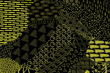 Soyut siyah konturlar, el vektör desen çizdi. Geometrik tarzı Retro soyut desen. Soyut çok renkli geometrik desen.