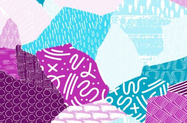 Soyut siyah konturlar, el vektör desen çizdi. Geometrik tarzı Retro soyut desen. Soyut çok renkli geometrik desen.