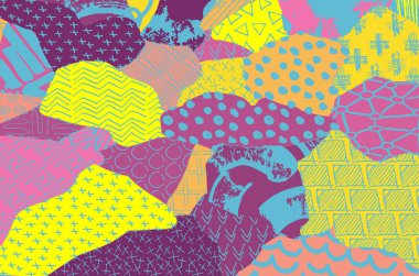 Soyut siyah konturlar, el vektör desen çizdi. Geometrik tarzı Retro soyut desen. Soyut çok renkli geometrik desen.