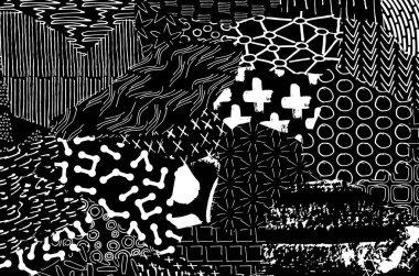 Soyut siyah konturlar, el vektör desen çizdi. Geometrik tarzı Retro soyut desen. Soyut çok renkli geometrik desen.