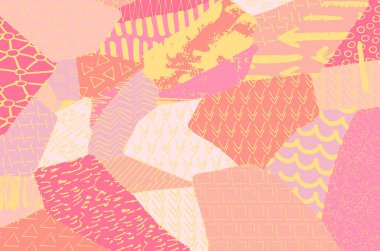 Soyut siyah konturlar, el vektör desen çizdi. Geometrik tarzı Retro soyut desen. Soyut çok renkli geometrik desen.