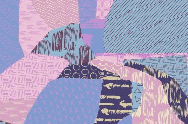 Soyut siyah konturlar, el vektör desen çizdi. Geometrik tarzı Retro soyut desen. Soyut çok renkli geometrik desen.