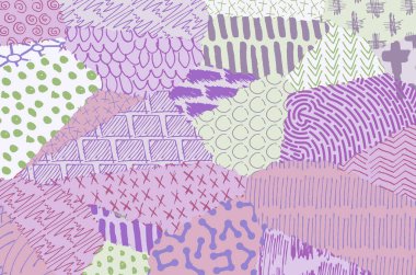 Soyut siyah konturlar, el vektör desen çizdi. Geometrik tarzı Retro soyut desen. Soyut çok renkli geometrik desen.