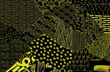 Soyut siyah konturlar, el vektör desen çizdi. Geometrik tarzı Retro soyut desen. Soyut çok renkli geometrik desen.