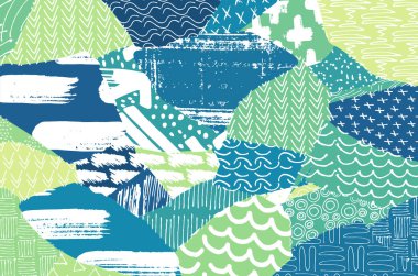 Soyut siyah konturlar, el vektör desen çizdi. Geometrik tarzı Retro soyut desen. Soyut çok renkli geometrik desen.