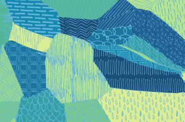 Soyut siyah konturlar, el vektör desen çizdi. Geometrik tarzı Retro soyut desen. Soyut çok renkli geometrik desen.