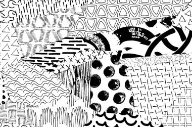 Soyut siyah konturlar, el vektör desen çizdi. Geometrik tarzı Retro soyut desen. Soyut çok renkli geometrik desen.