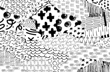 Soyut siyah konturlar, el vektör desen çizdi. Geometrik tarzı Retro soyut desen. Soyut çok renkli geometrik desen.