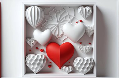 3d geometry beautiful heart. Illustration.  valentine's background with 3d hearts. Valentine's day design. valentine's day concept. Romantic background. For creative banners and web posters.
