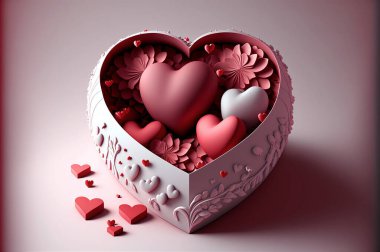 3d geometry beautiful heart. Illustration.  valentine's background with 3d hearts. Valentine's day design. valentine's day concept. Romantic background. For creative banners and web posters.