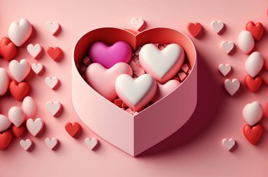 3d geometry beautiful heart. Illustration.  valentine's background with 3d hearts. Valentine's day design. valentine's day concept. Romantic background. For creative banners and web posters.