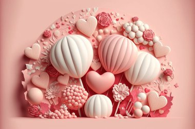 3d geometry beautiful heart. Illustration.  valentine's background with 3d hearts. Valentine's day design. valentine's day concept. Romantic background. For creative banners and web posters.