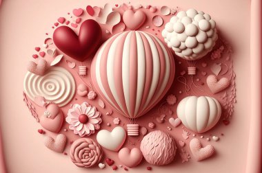 3d geometry beautiful heart. Illustration.  valentine's background with 3d hearts. Valentine's day design. valentine's day concept. Romantic background. For creative banners and web posters.