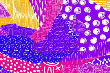 Soyut siyah konturlar, el vektör desen çizdi. Geometrik tarzı Retro soyut desen. Soyut çok renkli geometrik desen.