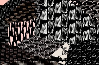 Soyut siyah konturlar, el vektör desen çizdi. Geometrik tarzı Retro soyut desen. Soyut çok renkli geometrik desen.