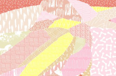 Soyut siyah konturlar, el vektör desen çizdi. Geometrik tarzı Retro soyut desen. Soyut çok renkli geometrik desen.