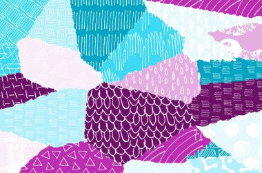 Soyut siyah konturlar, el vektör desen çizdi. Geometrik tarzı Retro soyut desen. Soyut çok renkli geometrik desen.