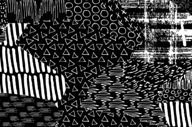 Soyut siyah konturlar, el vektör desen çizdi. Geometrik tarzı Retro soyut desen. Soyut çok renkli geometrik desen.