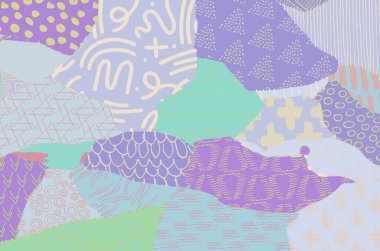 Soyut siyah konturlar, el vektör desen çizdi. Geometrik tarzı Retro soyut desen. Soyut çok renkli geometrik desen.