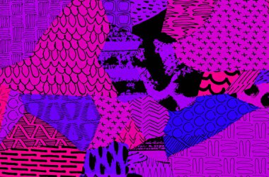 Soyut siyah konturlar, el vektör desen çizdi. Geometrik tarzı Retro soyut desen. Soyut çok renkli geometrik desen.