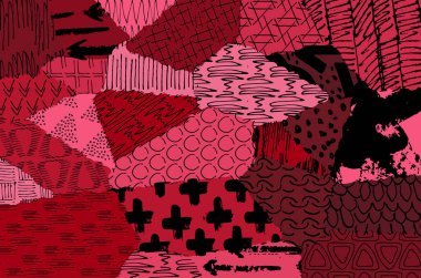 Soyut siyah konturlar, el vektör desen çizdi. Geometrik tarzı Retro soyut desen. Soyut çok renkli geometrik desen.