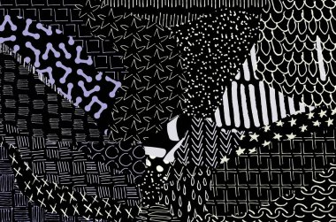 Soyut siyah konturlar, el vektör desen çizdi. Geometrik tarzı Retro soyut desen. Soyut çok renkli geometrik desen.