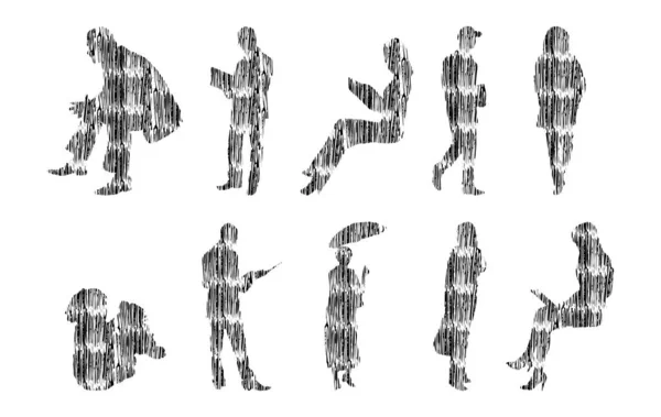 Vector Illustration Outline Silhouettes People Contour Drawing People Silhouette Icon — 스톡 벡터