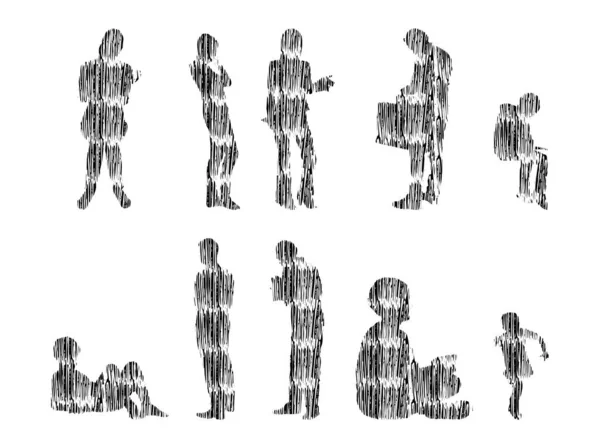 Vektor Illustration Disposition Silhuetter Människor Contour Ritning Människor Siluett Ikon — Stock vektor