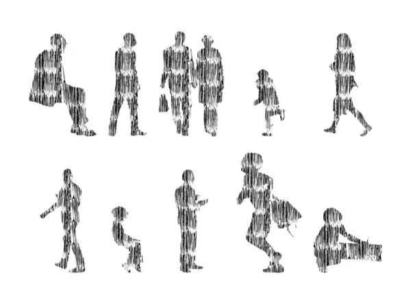 Vector Illustration Outline Silhouettes People Contour Drawing People Silhouette Icon — 스톡 벡터