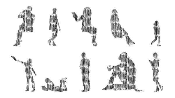 Vektor Illustration Disposition Silhuetter Människor Contour Ritning Människor Siluett Ikon — Stock vektor
