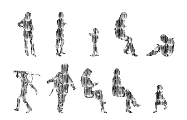 Vector Illustration Outline Silhouettes People Contour Drawing People Silhouette Icon — 스톡 벡터