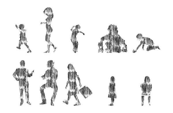 Векторная Иллюстрация Контурный Силуэт Людей Контурный Рисунок Силуэт Людей Изолированный — стоковый вектор