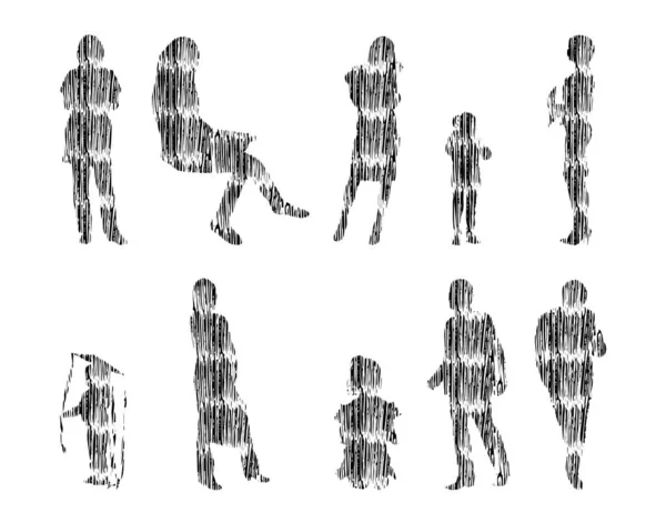 Ilustração Vetorial Silhuetas Contorno Pessoas Desenho Contorno Silhueta Pessoas Conjunto —  Vetores de Stock