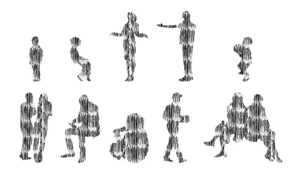 Vector Illustration Outline Silhouettes People Contour Drawing People Silhouette Icon — 스톡 벡터