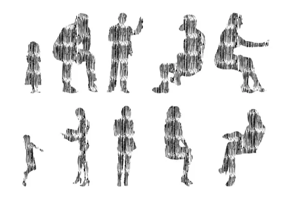 Illustrazione Vettoriale Forme Contorno Della Gente Disegno Contorno Forma Della — Vettoriale Stock