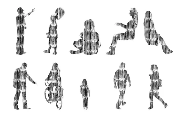 Vektor Illustration Disposition Silhuetter Människor Contour Ritning Människor Siluett Ikon — Stock vektor