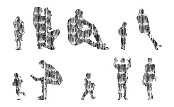 Vektor Illustration Kontur Silhuetter Mennesker Kontur Tegning Mennesker Silhuet Ikon – Stock-vektor