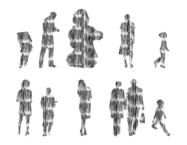 Vector Illustration Outline Silhouettes People Contour Drawing People Silhouette Icon — Stock Vector