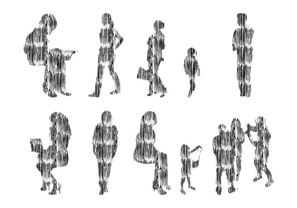 Illustrazione Vettoriale Forme Contorno Della Gente Disegno Contorno Forma Della — Vettoriale Stock