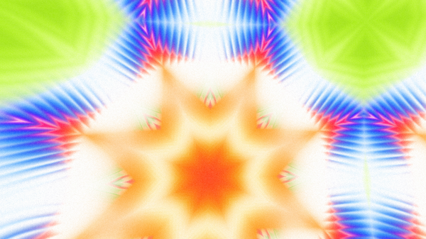 Yumuşak Grain desenli soyut Radyasyon Patlaması, Psikedelik Biçimli Simetrik Parıltı Şablonu, İnce Gürültülü Dairesel Abstrakt, Gradyan Akımlı Kaleydoskopik Yıldız Patlaması