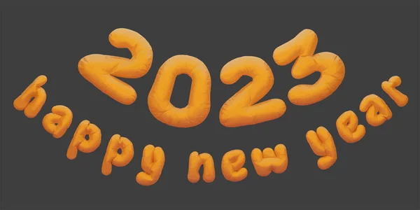 2023 Szczęśliwego Nowego Roku Małymi Literami Mieszanką Złota Nadmuchiwana Folia — Wektor stockowy